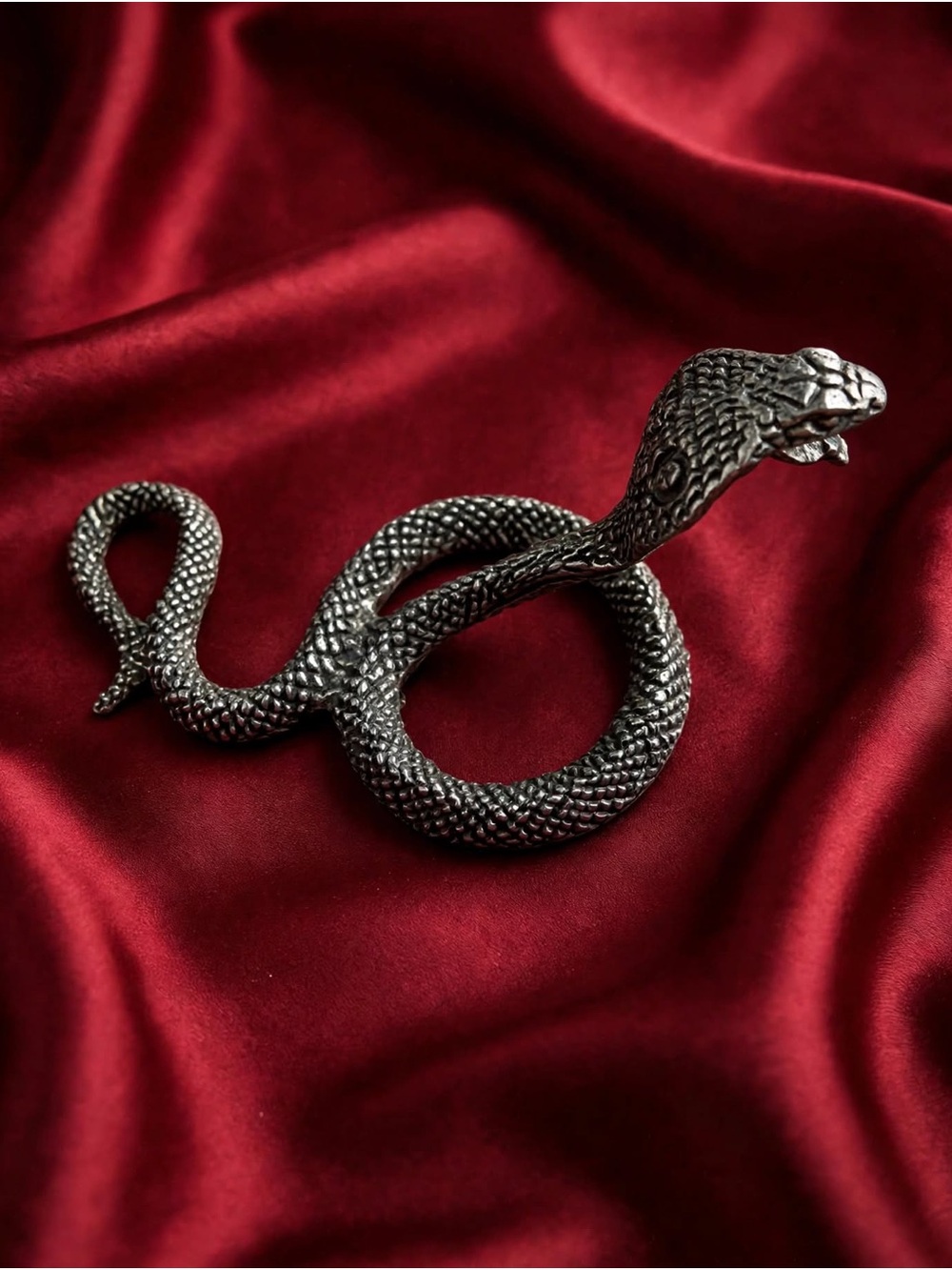 Black Textured Snake Figurine Accent for Home Decor